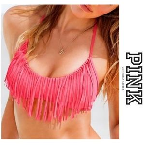 VS Pink Fringe Bikini Top